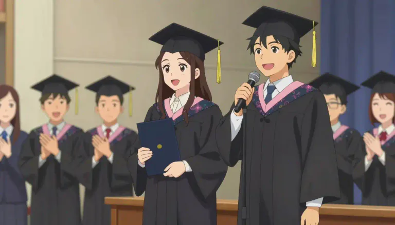 Visual representation of "salutatorian" - The student who has the second highest academic rank in a graduating class and typically gives a speech at the graduation ceremony.