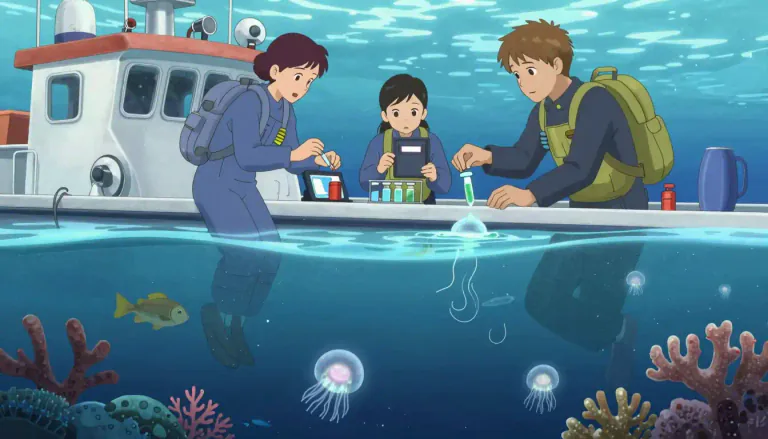 Visual representation of "oceanographer" - A scientist who studies oceans, including their physical, chemical, and biological properties.