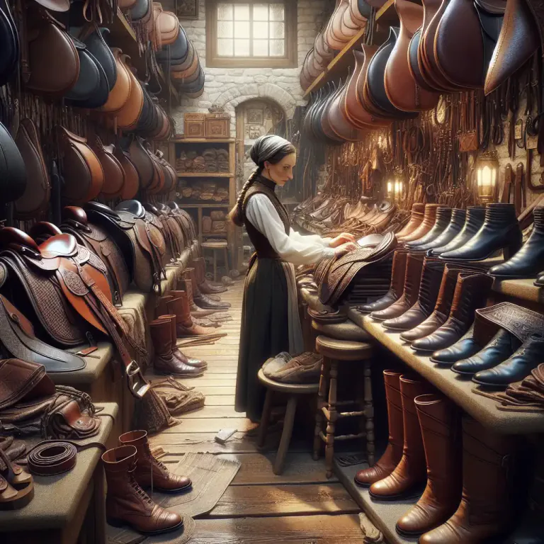 Visual representation of "saddler" - A shop where saddles and other horse riding equipment are made and sold.