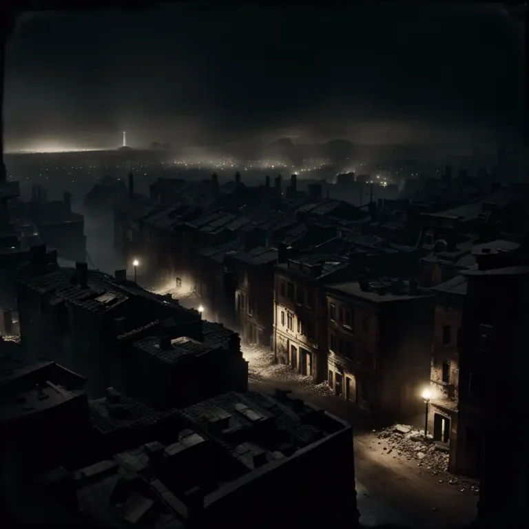 Visual representation of "blackout" - A period of darkness enforced as a precaution against air attack.