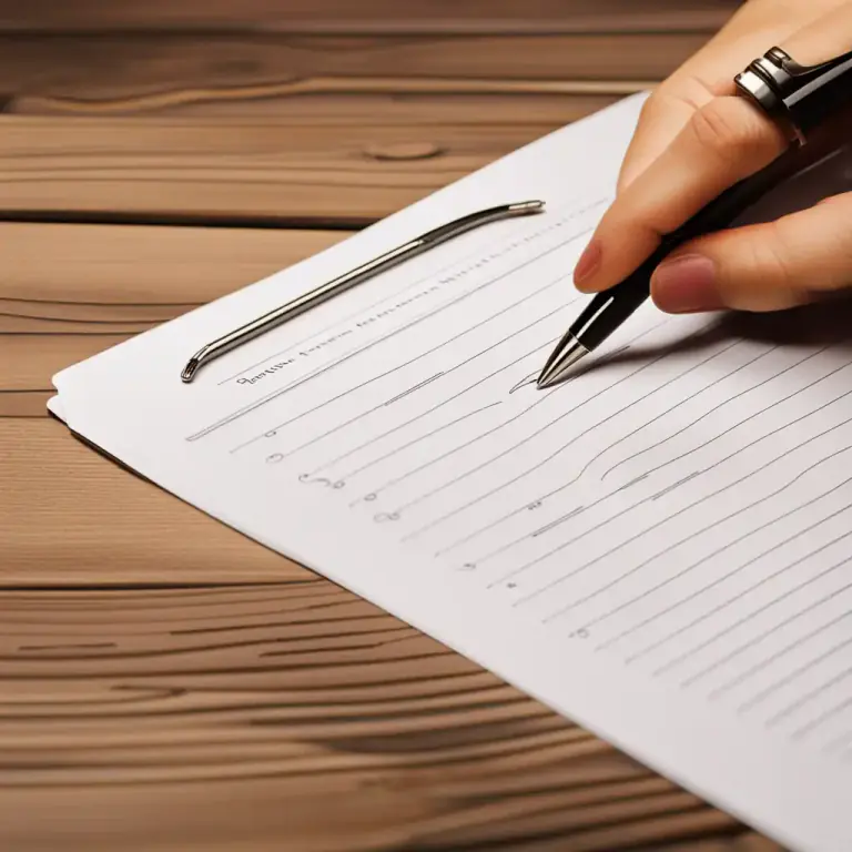 Visual representation of "fill" - To write information in the spaces on a document.