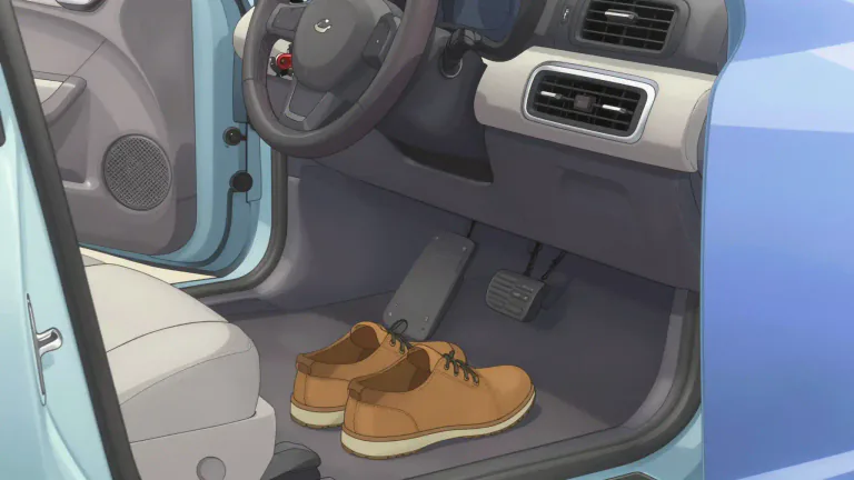 Visual representation of "footwell" - A footwell is a recessed area in a vehicle designed for the feet of the driver and passengers.