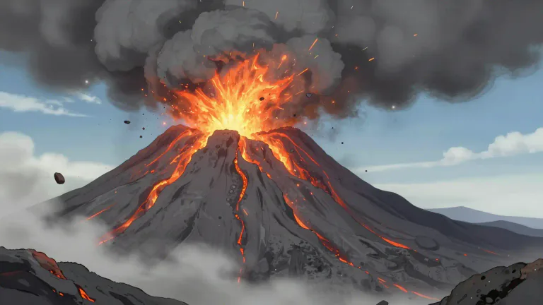 Visual representation of "pyroclastic" - Relating to or consisting of fragments of volcanic rock and ash ejected during explosive volcanic eruptions.