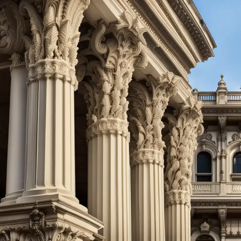 Visual representation of "acanthus" - An ornament or design representing the acanthus plant, typically used in architectural works.