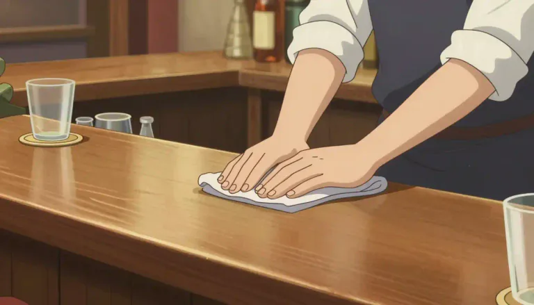 Visual representation of "bartop" - The flat surface at the top of a bar where drinks are served and customers sit.
