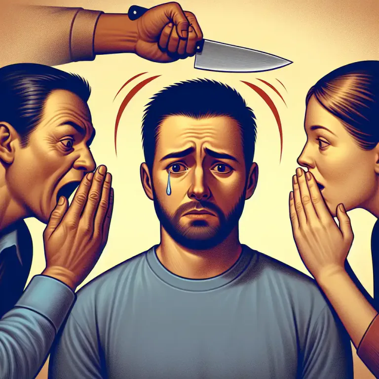 Visual representation of "put/stick the knife in" - To hurt someone's feelings unexpectedly, especially, by being disloyal or treacherous.