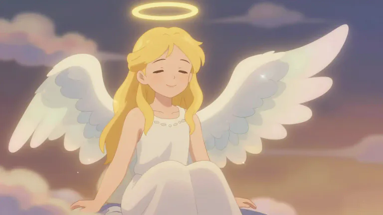 Visual representation of "seraphic" - Like an angel, very peaceful and kind.