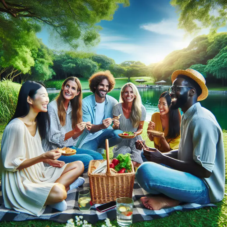 Visual representation of "picnic" - To have a picnic or eat a meal outside