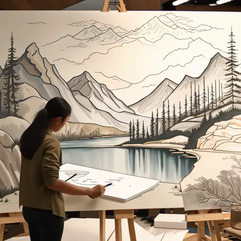 Visual representation of "lay in" - In art, to make a preliminary sketch or outline before more detailed work