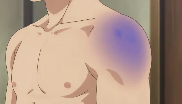 Visual representation of "contusion" - An injury caused by a blow to the body, creating a discoloration but not a cut.