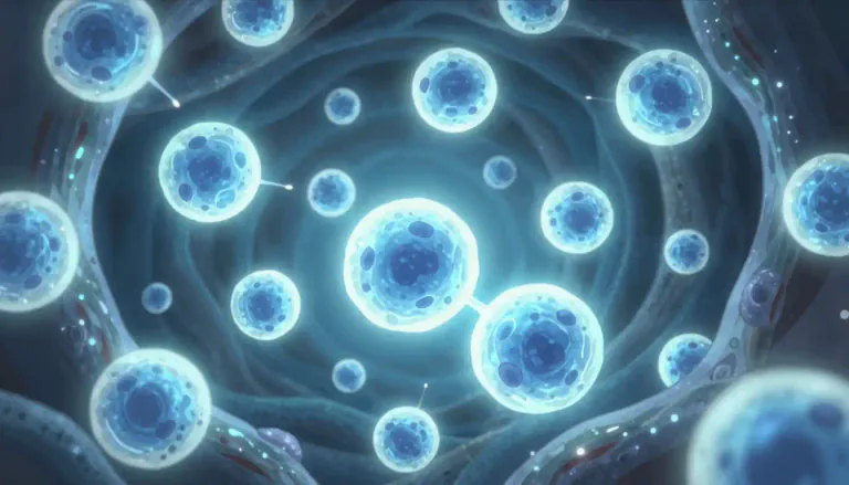 Visual representation of "lymphoblastic" - Referring to cells derived from lymphoblasts, which are immature precursors to lymphocytes that play a role in the immune system.