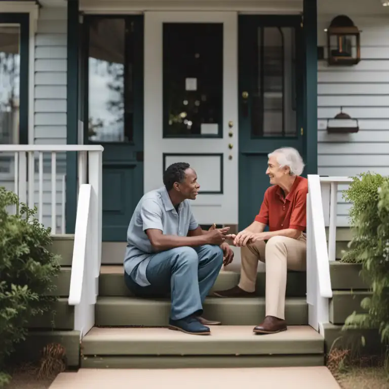 Visual representation of "stoop" - A small porch or set of steps at the front entrance of a house