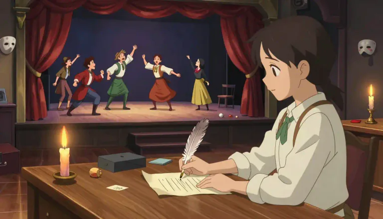Visual representation of "dramatist" - Someone who writes and creates dramatic plays for theatre.