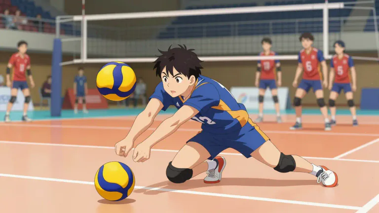 Visual representation of "libero" - In volleyball, a libero is a player specialized in defensive skills, often wearing a different color jersey and not allowed to serve or attack.