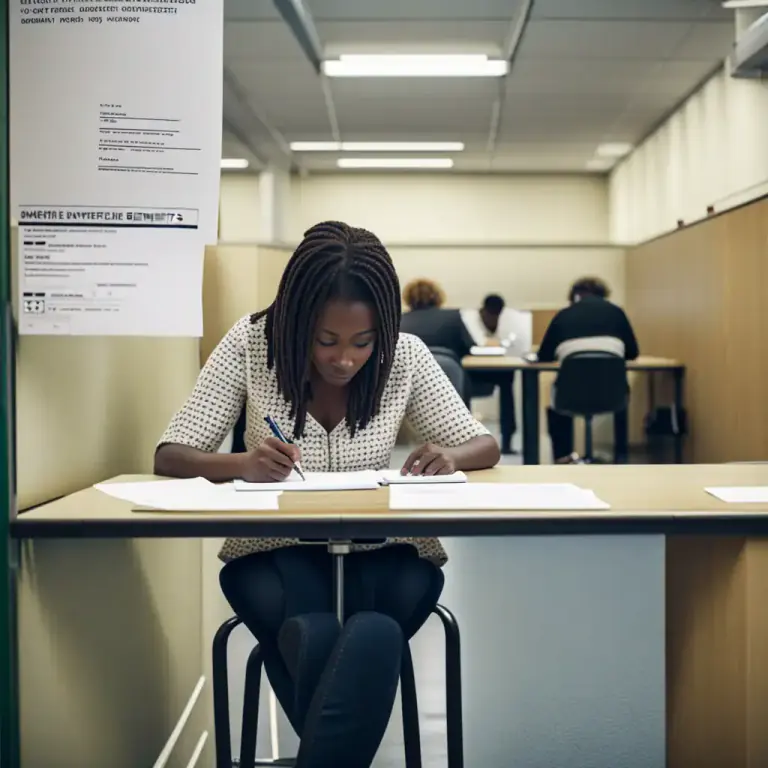 Visual representation of "sign on" - To register oneself as unemployed in order to receive unemployment benefits