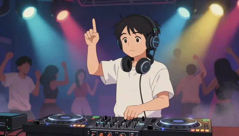 Visual representation of "deejay" - A person who plays recorded music for an audience, typically in a club or at a party.