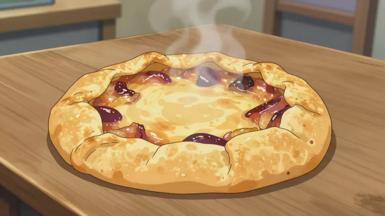 Visual representation of "galette" - A round, flat pastry from France, which can be filled with various ingredients.