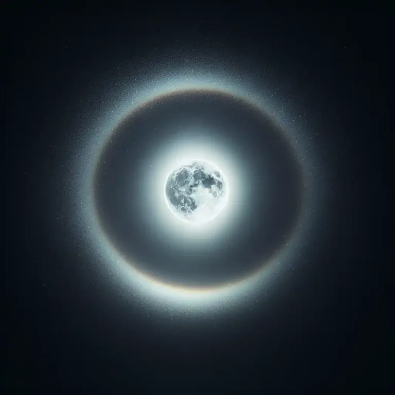 Visual representation of "aureole" - An area of radiant light around the sun or moon, caused by ice crystals in the atmosphere