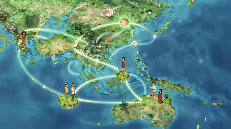 Visual representation of "austronesian" - Relating to a family of languages spread across the islands of the Pacific and parts of Southeast Asia.