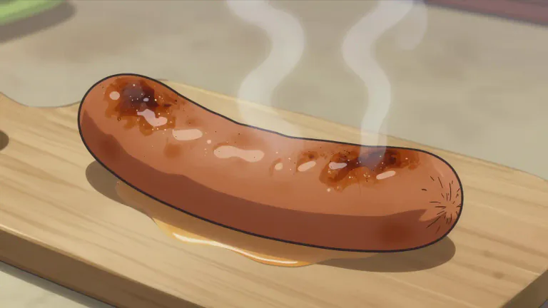 Visual representation of "bratwurst" - A type of German sausage made from minced meat, mostly pork, and seasoned with spices.