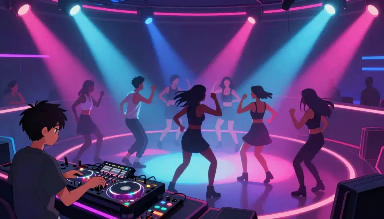 Visual representation of "techno" - A type of electronic dance music with a fast tempo and repetitive beats.
