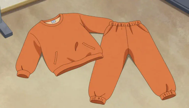 Visual representation of "sweatsuit" - A matching set of loose clothing made from soft, absorbent fabric, usually consisting of a top and pants, designed primarily for comfort during exercise.