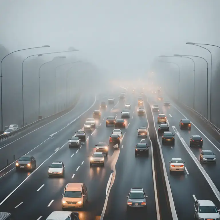 Visual representation of "pile up" - To crash or collide with each other, causing congestion