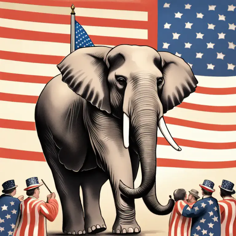 Visual representation of "elephant" - An elephant is a term used in politics as a symbol for the Republican Party in the United States.