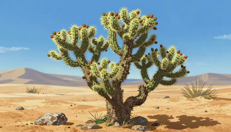 Visual representation of "cholla" - A type of cactus, known for its branching structure, typically found in desert regions, including the southwestern United States and Mexico.