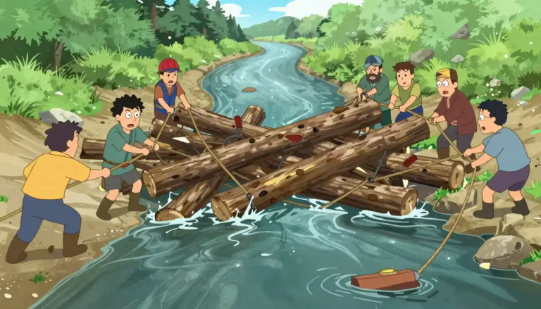 Visual representation of "logjam" - A situation in which progress is prevented because of an accumulation of problems.