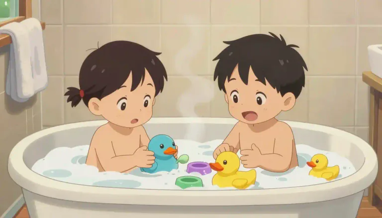 Visual representation of "bathtime" - The time during which one bathes, often structured as a routine activity, particularly for children.