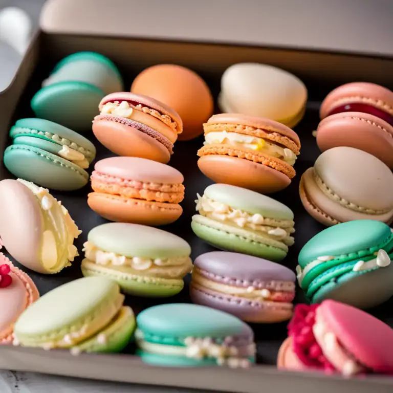 Visual representation of "macaroon" - A type of soft cookie made from egg whites, sugar, and ground almonds, often filled with buttercream or jam.