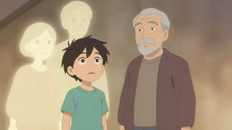 Visual representation of "ascendant" - Someone from whom you are descended, like a parent or grandparent.