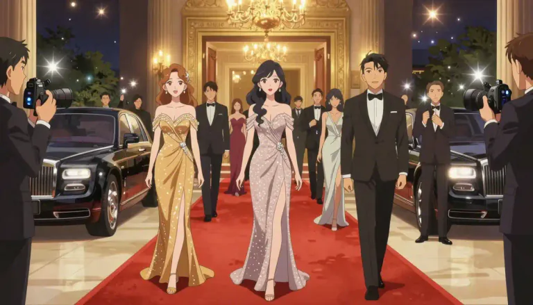 Visual representation of "glamorous" - Attractive and exciting, often related with wealth or fame