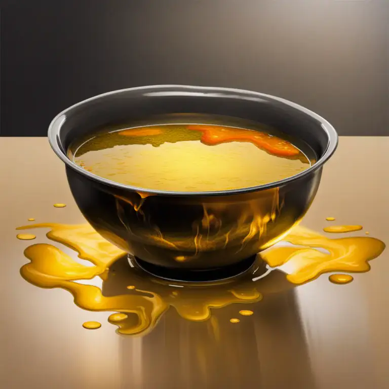 Visual representation of "oily" - Used to describe food or drink that has a lot of oil or fat