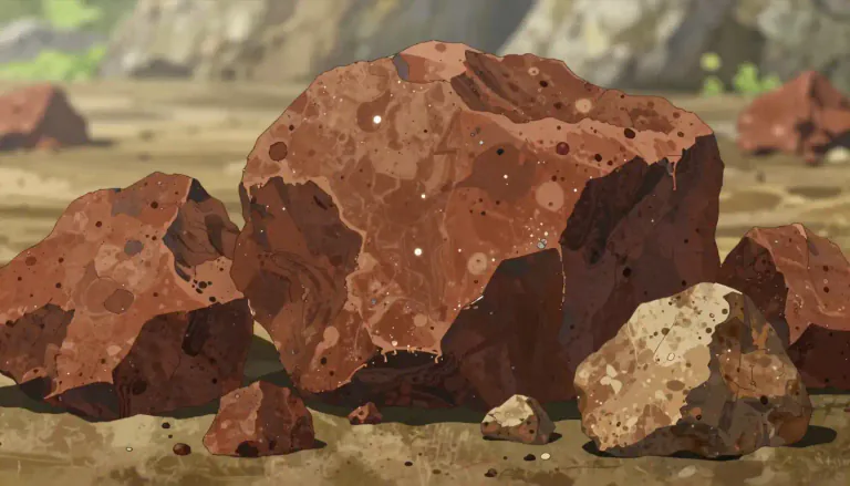 Visual representation of "bauxite" - A rock that has a lot of aluminum in it.