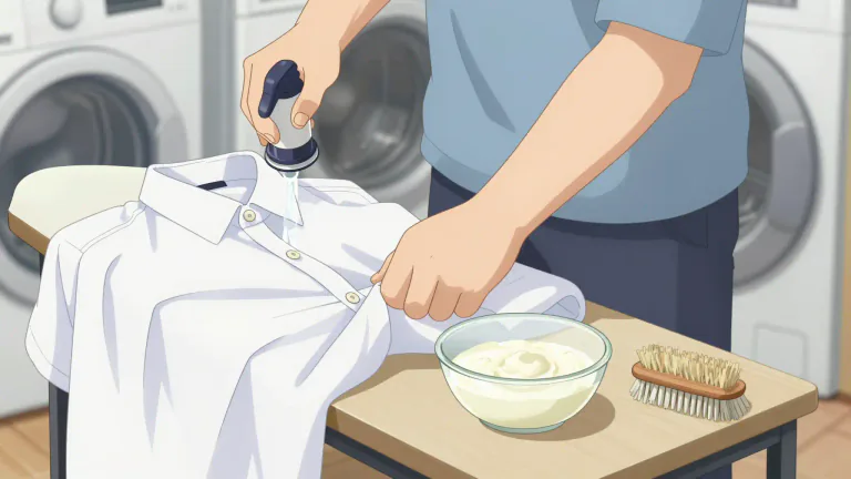Visual representation of "starch" - To use a starch solution to make clothes stiff