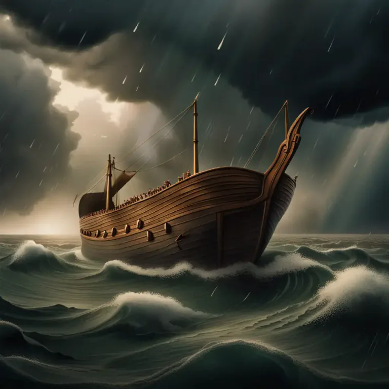 Visual representation of "deluge" - In the Bible, the flood that destroyed the world