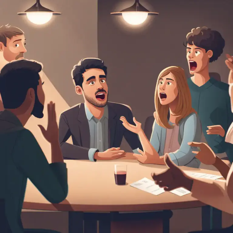 Visual representation of "barge in" - To interrupt a conversation or activity.