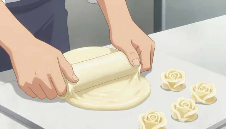Visual representation of "fondant" - A soft creamy sugar paste that you can use to give icing or candies a smooth and glossy finish