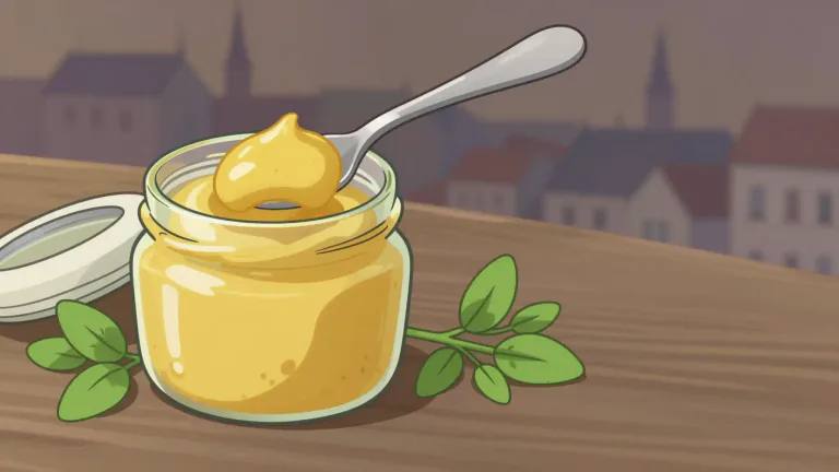Visual representation of "dijon" - Dijon is a type of mustard that originates from the city of Dijon in France, known for its smooth texture and distinct flavor.