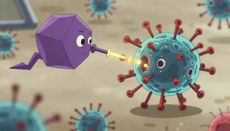 Visual representation of "bacteriophage" - A bacteriophage is a type of virus that specifically infects bacteria, often used in studying bacterial infections and developing treatments.