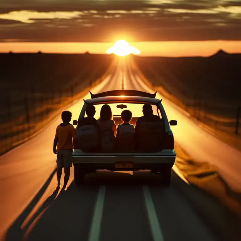 Visual representation of "on the road" - Started a journey or an activity.