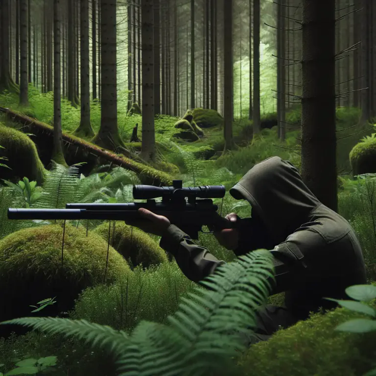 Visual representation of "snipe" - To shoot at someone from a hidden place