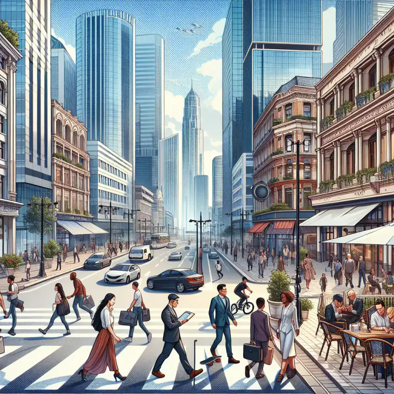 Visual representation of "urbanity" - The characteristic of being related to a city or town