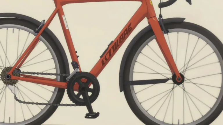 Visual representation of "chainstay" - The chainstay is a part of a bicycle frame that connects the rear axle to the bottom bracket, helping to maintain the structural integrity of the bike.