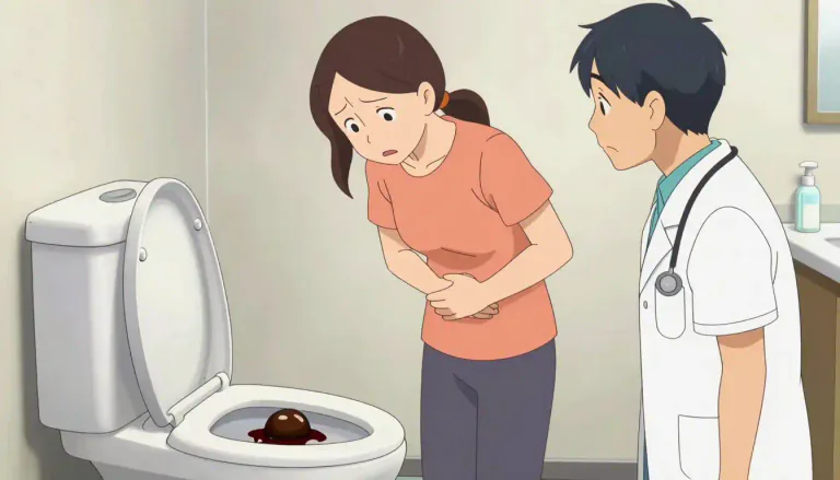 Visual representation of "melena" - Melena refers to the passage of dark, sticky stools that occur due to the presence of digested blood, indicating bleeding in the upper part of the gastrointestinal tract.