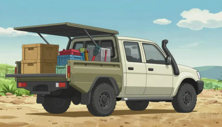 Visual representation of "ute" - A type of vehicle used for transporting goods, similar to a pickup truck.