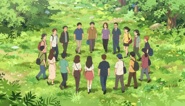 Visual representation of "congregate" - gather into a group or crowd