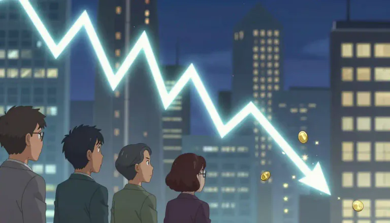 Visual representation of "downtrend" - A persistent decline in value or performance, especially in financial markets or economic indicators.